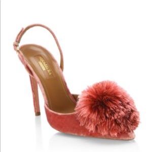 Aquazzura “Powder Puff” Slingback Pump Pink Velvet